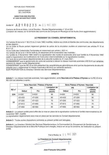Arrêté Nauviale Plateau d'Hymes