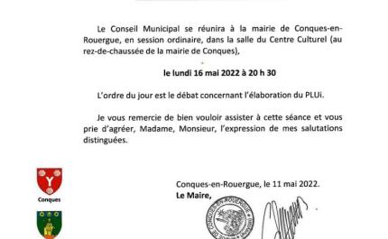 Conseil municipal 16 mai 2022